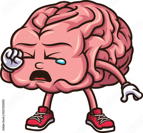 Crying Brain Character Vector Image