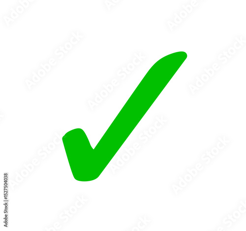 Bright green check mark on black background