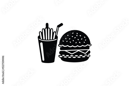 Fast food doodles in hand drawn sketch style burger fries drink vector art illustration