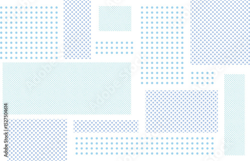ブルーのドットミックスのパッチワーク風背景イラスト　Adobe Illustrator Artwork