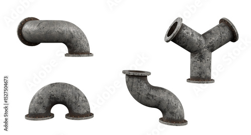 Industrial pipes isolated on white