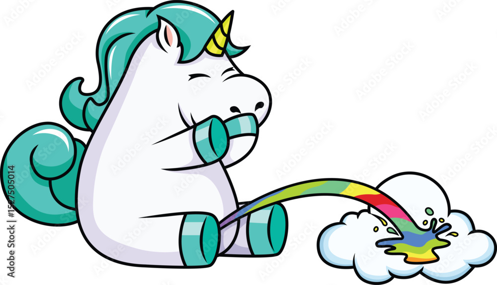 Obraz premium Giggling Unicorn Pissing Rainbow Colors Vector Image