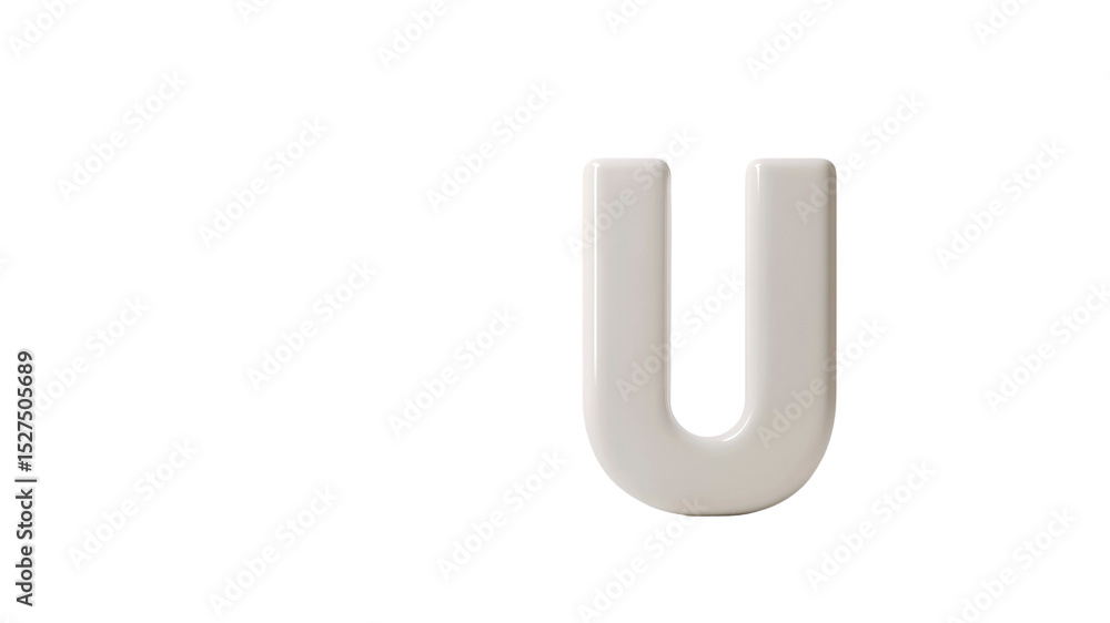 Off-White Capital Letter U, 3D Render on Transparent Background Off-White Capital Letter U, 3D Render on Transparent Background
