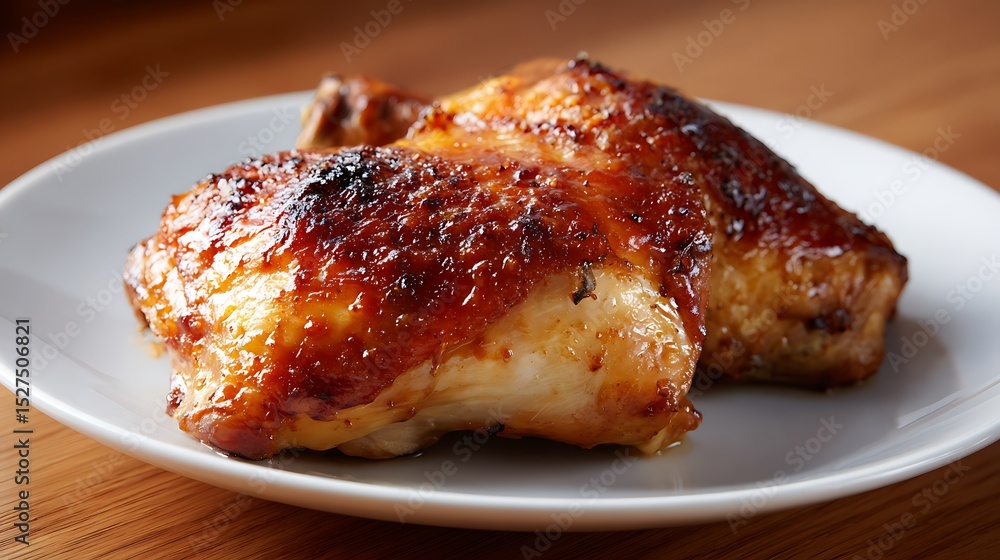 Grilled Chicken Thighs on a White Plate Grilled Chicken Thighs on a White Plate