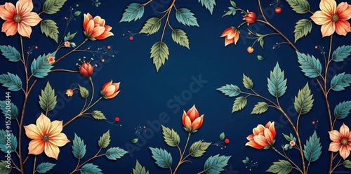 Intricate dark blue floral pattern; vintage style repeat Sophisticated design , repeating pattern, sophisticated, background