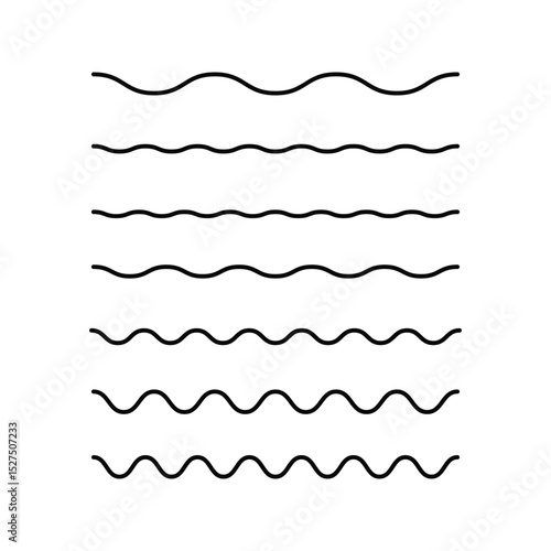 Set of lines wavy shape isolated flat design.
