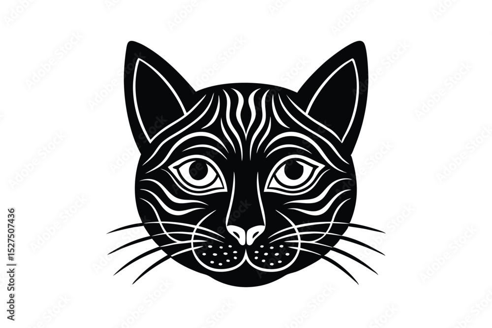 Zen doodle cat face in meditative decorative line art style vector art illustration Zen doodle cat face in meditative decorative line art style vector art illustration
