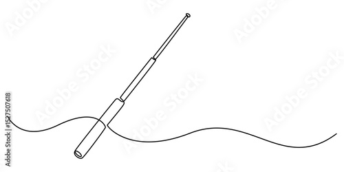self defence stick vector outline continuous one line drawing, baton stick Outline Illustration Vector, continuous one line drawing of stick in white background. minimalist style concept pro vector.