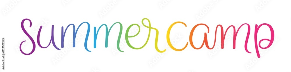 SUMMER CAMP colorful hand lettering banner on transparent background SUMMER CAMP colorful hand lettering banner on transparent background
