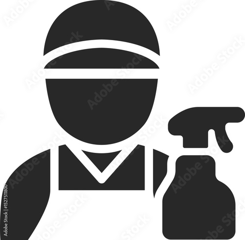 Cleaner solid icon used in sanitation, housekeeping, and disinfecting service design themes.