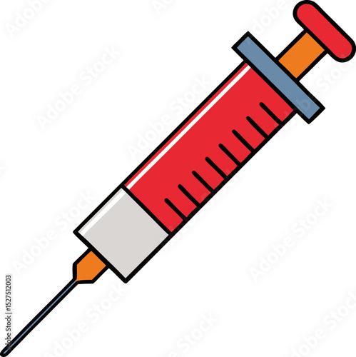 syringe with blood isolated on white
