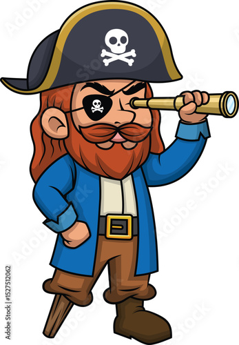 Pirate Using Spyglass Vector Image