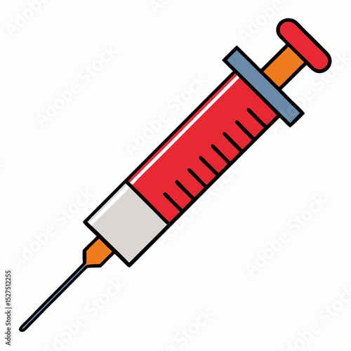 syringe with blood isolated on white