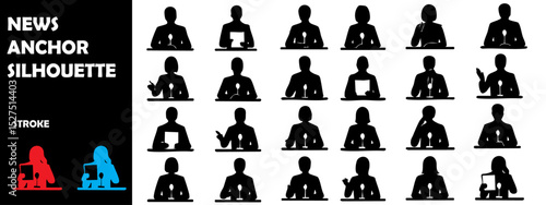 News Anchor Silhouette Vector Set