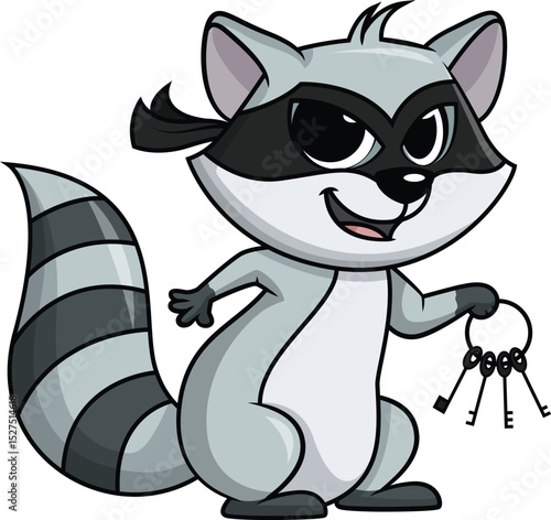 Raccoon Burglar Holding Keys Vector Image