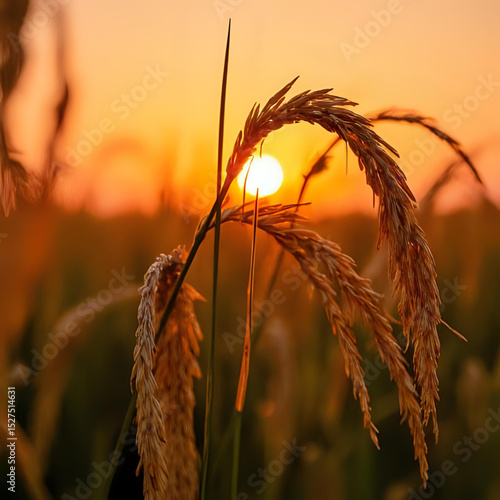 wheat field at sunset