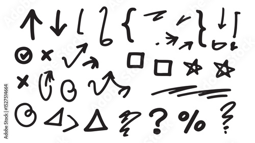 Hand drawn doodle symbols and icons for creative design and graphic elements