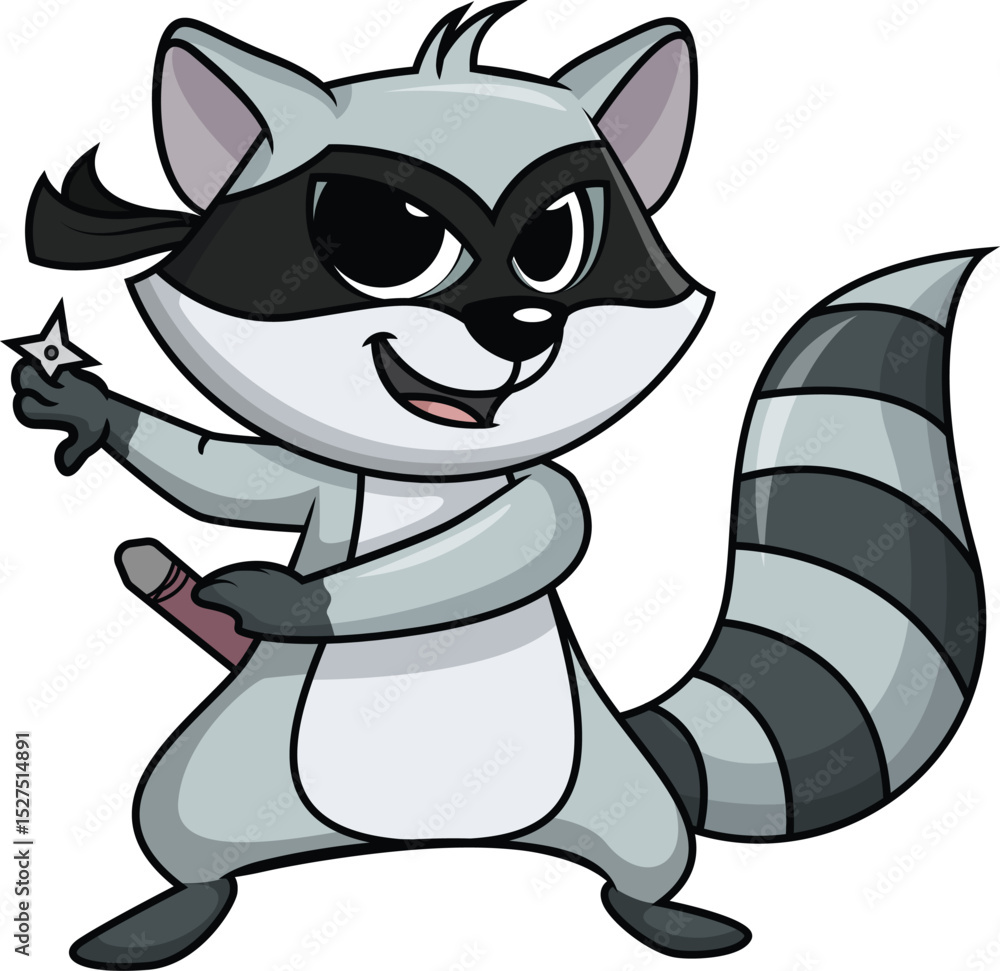 Obraz premium Ninja Raccoon Character Vector Image
