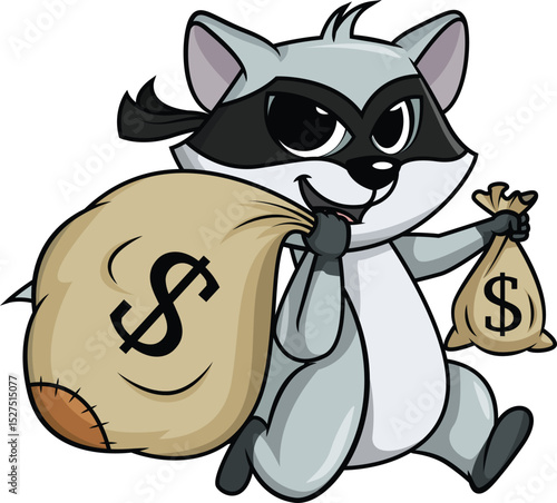 Raccoon Thief Running Away With Booty Vector Image
