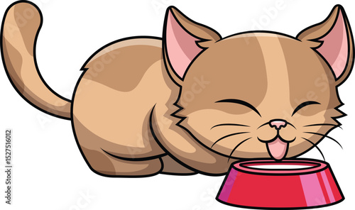 Cat Drinking Milk From Pot Vector Image