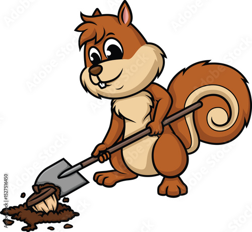 Squirrel Hiding Nuts Vector Image