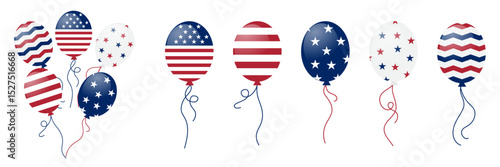 fourth of july usa america ballons set vector