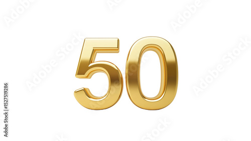 Golden 3D Number Fifty 50th Anniversary, Jubilee, Celebration
