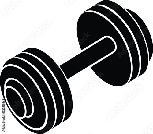 Vector illustration of a black dumbbell for fitness exercise workout strength training