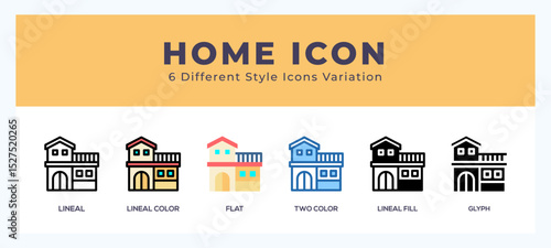 Home icon set with different styles. Design elements for logo. Vector illustration.