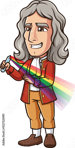 Isaac Newton Holding Prism Vector Image