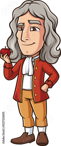 Isaac Newton Holding An Apple Vector Image