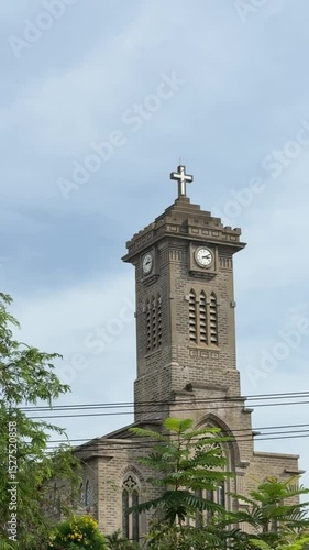 Vietnam, Nha Trang - 02.05.2025 - Mountain Church. Catholic cathedral, French heritage. Religious statues Virgin Mary, Statue of the Mother of God. Holy face of the Virgin Mary. Catholic Christmas in 