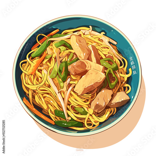 Chow Mein Stir-Fried Noodles with Chicken and Vegetables