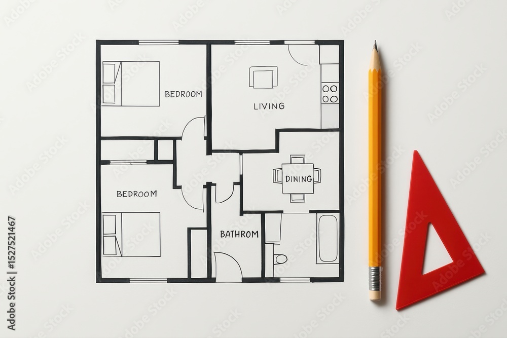 Fototapeta premium Viewing Apartment Floor Plan Layout with Drawing Tools