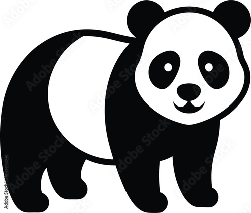 Cute black and white panda bear illustration featuring minimalist vector design