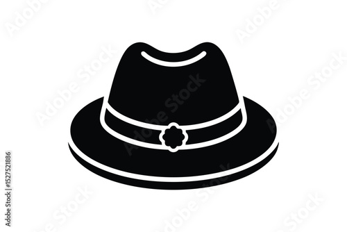 Silhouette art illustration of a simple Bavarian felt hat.eps