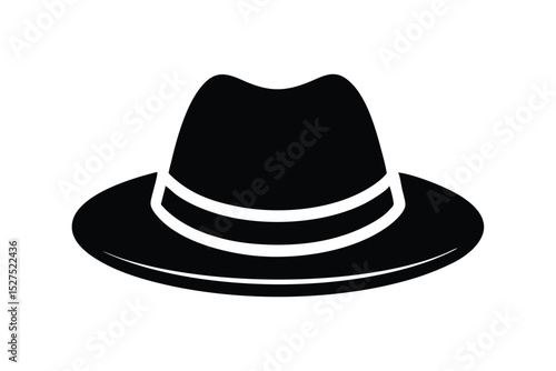 Silhouette art illustration of a Tyrolean hat with traditional hatband.eps