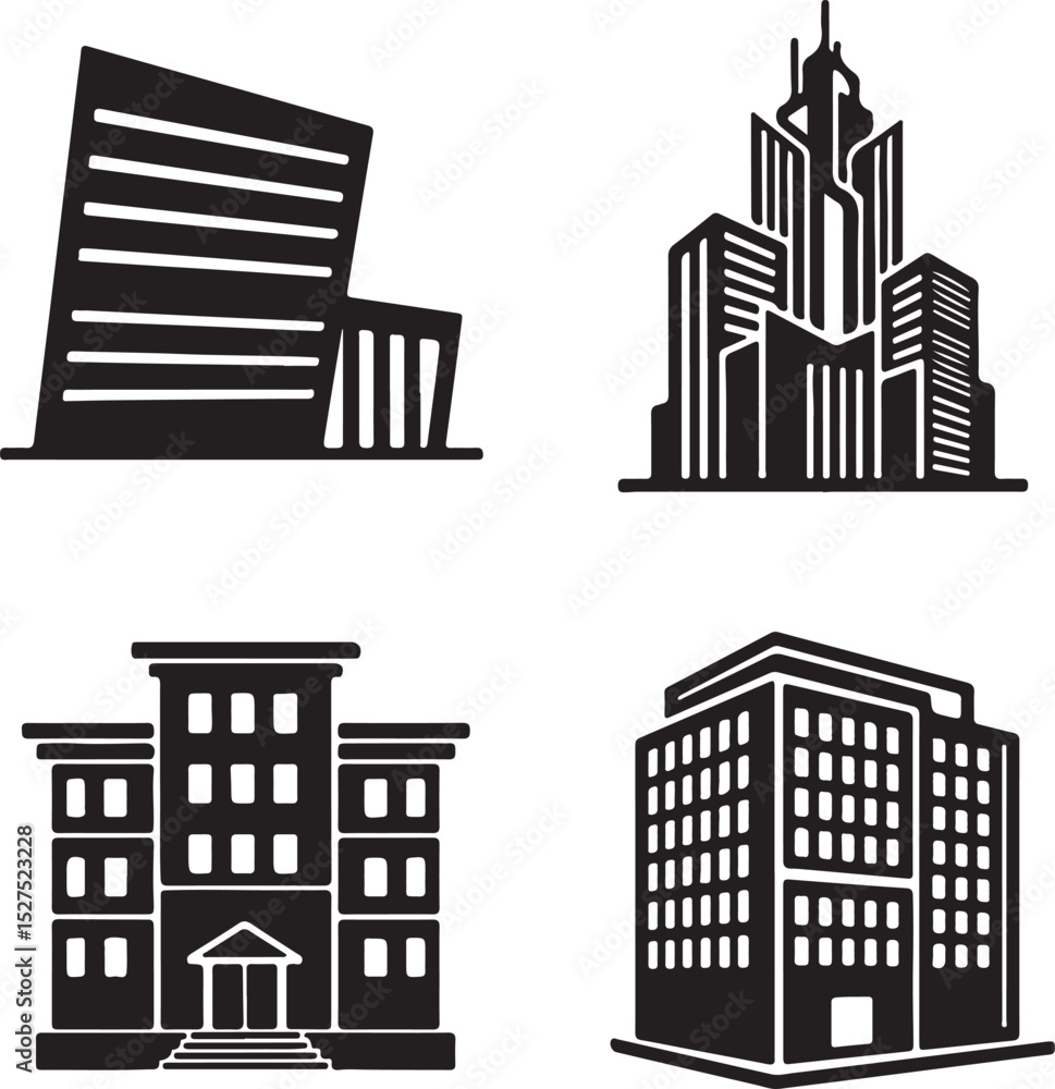 Vector urban cityscape with a silhouette of buildings and skyscrapers
