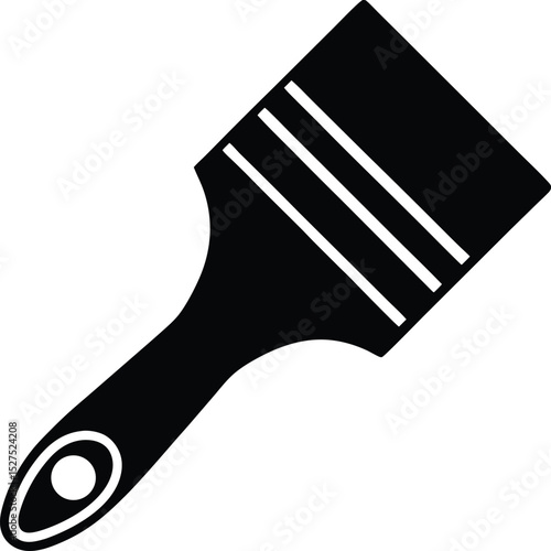 Simple black and white illustration of a paintbrush for painting and home improvement projects