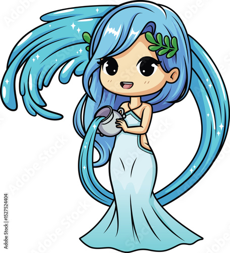 Kawaii Zodiac Aquarius Vector Image