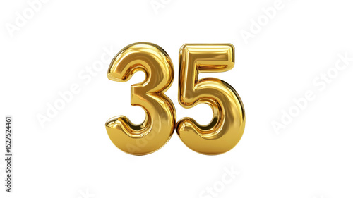 Golden Number 35 Balloons - 3D Render Anniversary Celebration