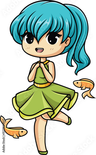 Kawaii Zodiac Pisces Vector Image