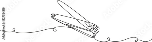 continuous one line art of nail clipper icon. this icon is for manicure and pedicure salon banner, Vector Illustration.