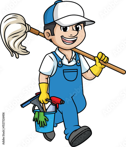 Professional Male Cleaner Vector Image