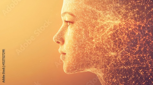 abstract woman face profile network connection