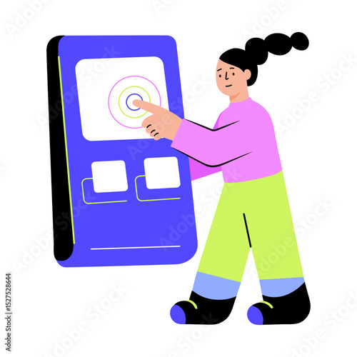 A flat illustration showing a character using a sensor machine