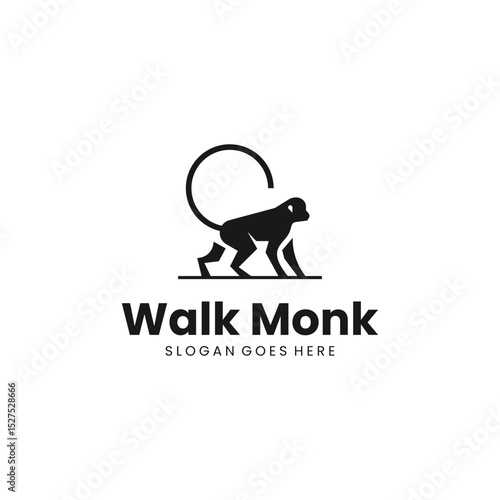 Photography Monkey Walk Silhouette Logo Design 1