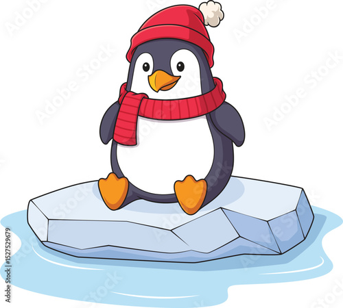 Winter Penguin On Floating Ice Vector Image