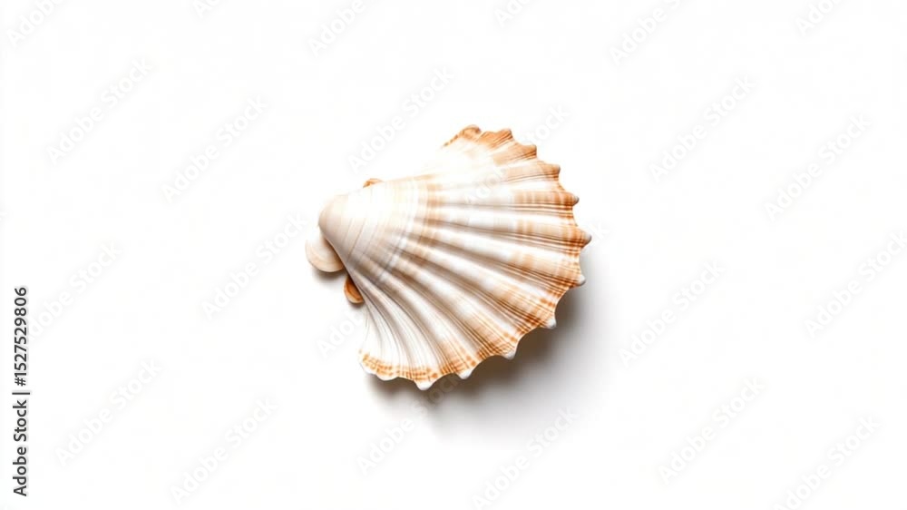 Close-up of a beautifully textured seashell on a clean white background showcasing its natural colors Close-up of a beautifully textured seashell on a clean white background showcasing its natural colors