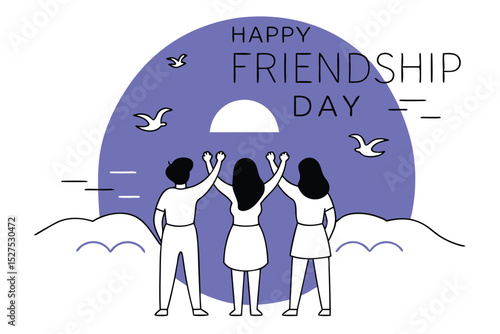 Stylized happy friendship day illustration featuring colorful design elements and celebratory theme